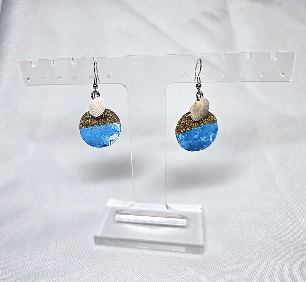 Wine cork Seashell Dangle Earrings