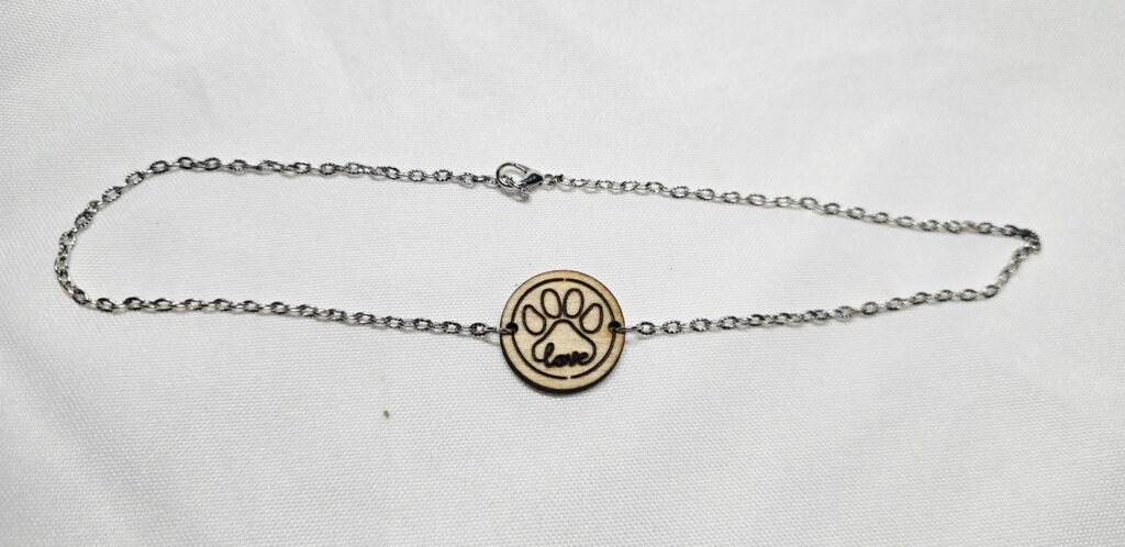 Round Wooden Dog Print Charm