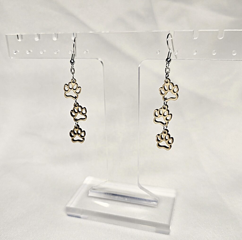 Three little paw dangle earrings