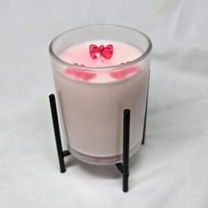 Pink candle with stand