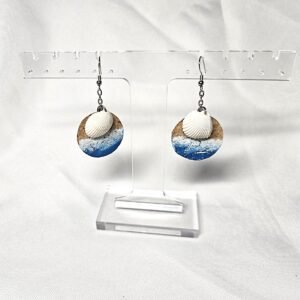 Seashell Winecork Earrings blue ocean