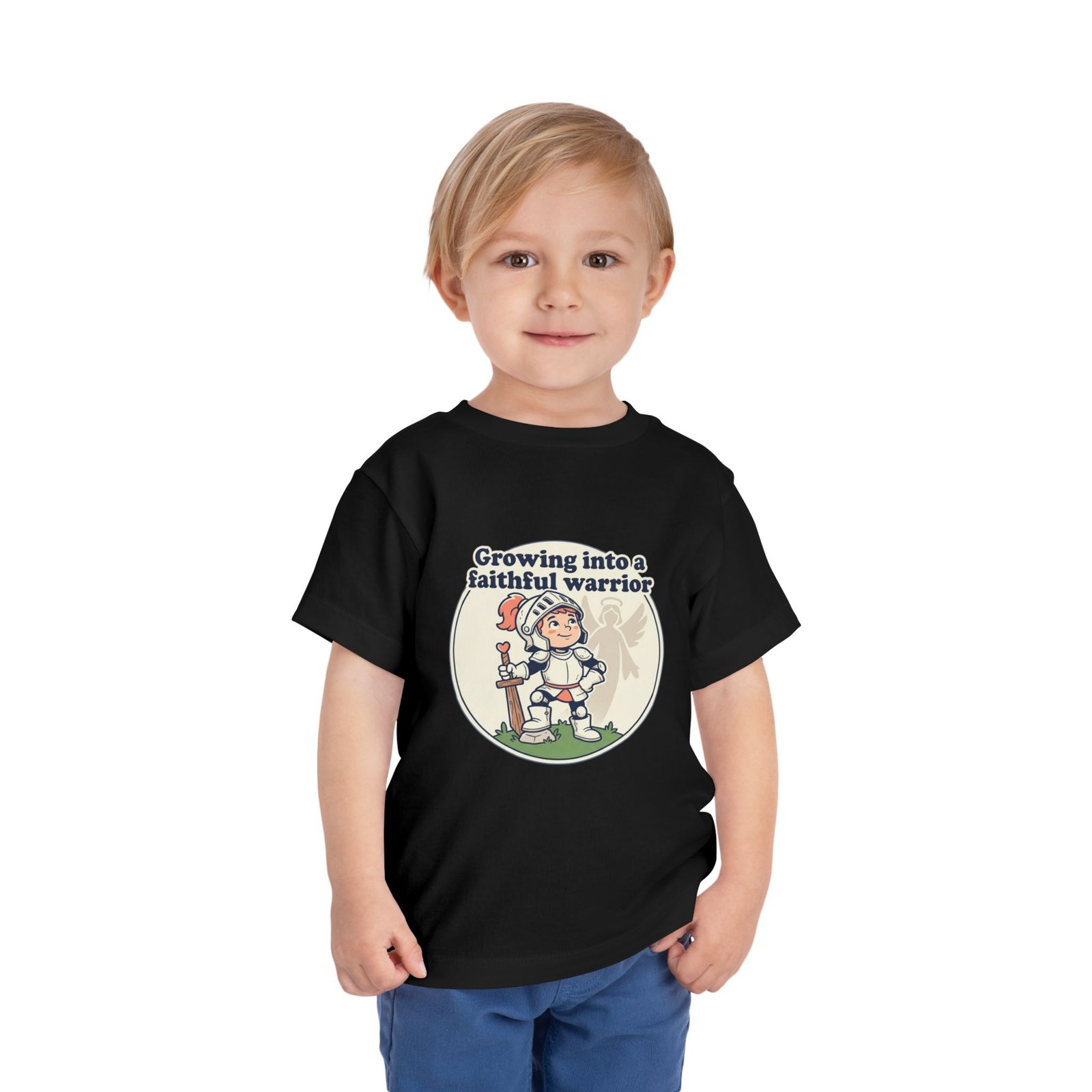 Growing into a Faithful Warrior toddler tee | Knight Illustration, Christian Theme - Image 7