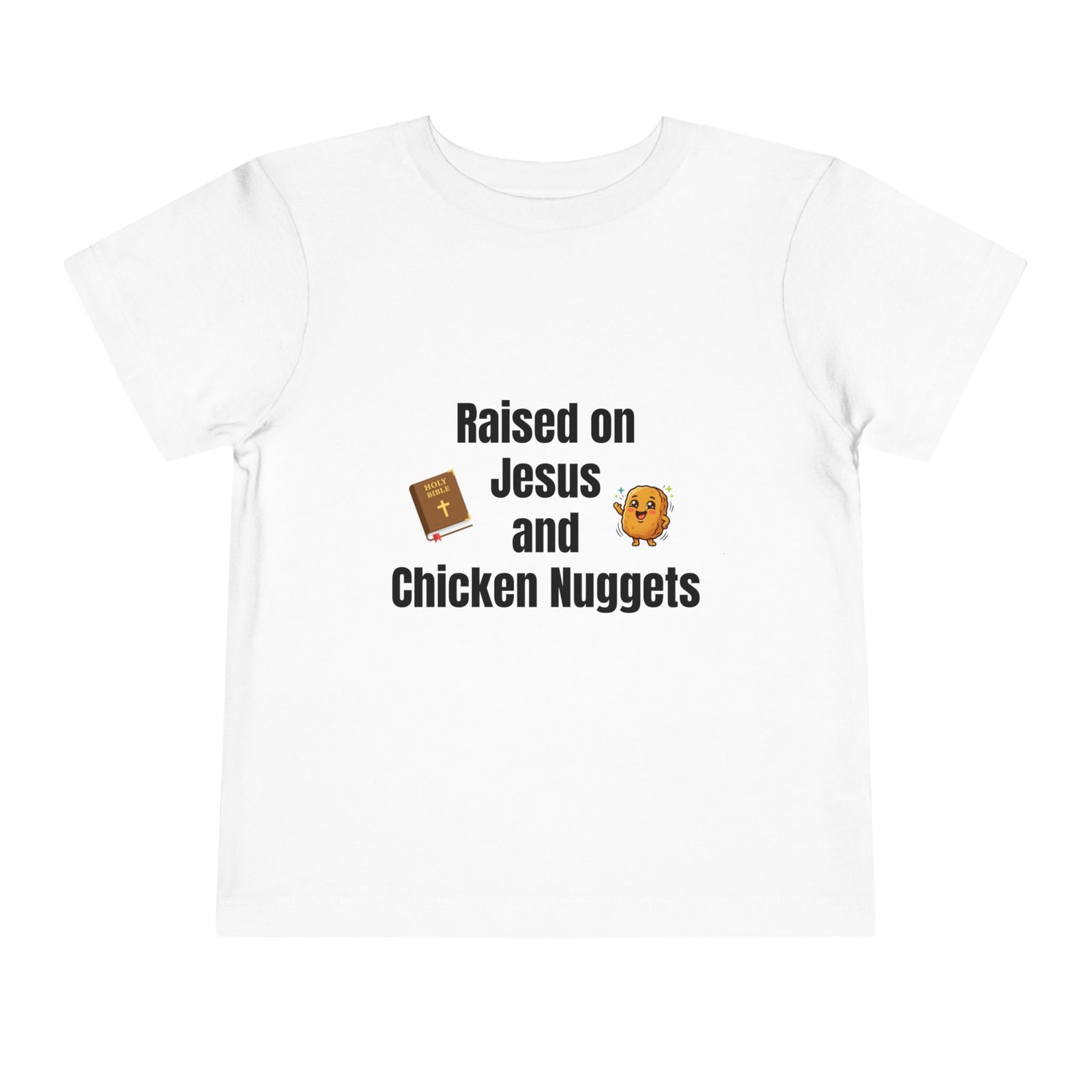 Raised on Jesus and Chicken Nuggets Toddler Tee | Religious Humorous Kids Shirt - Image 4