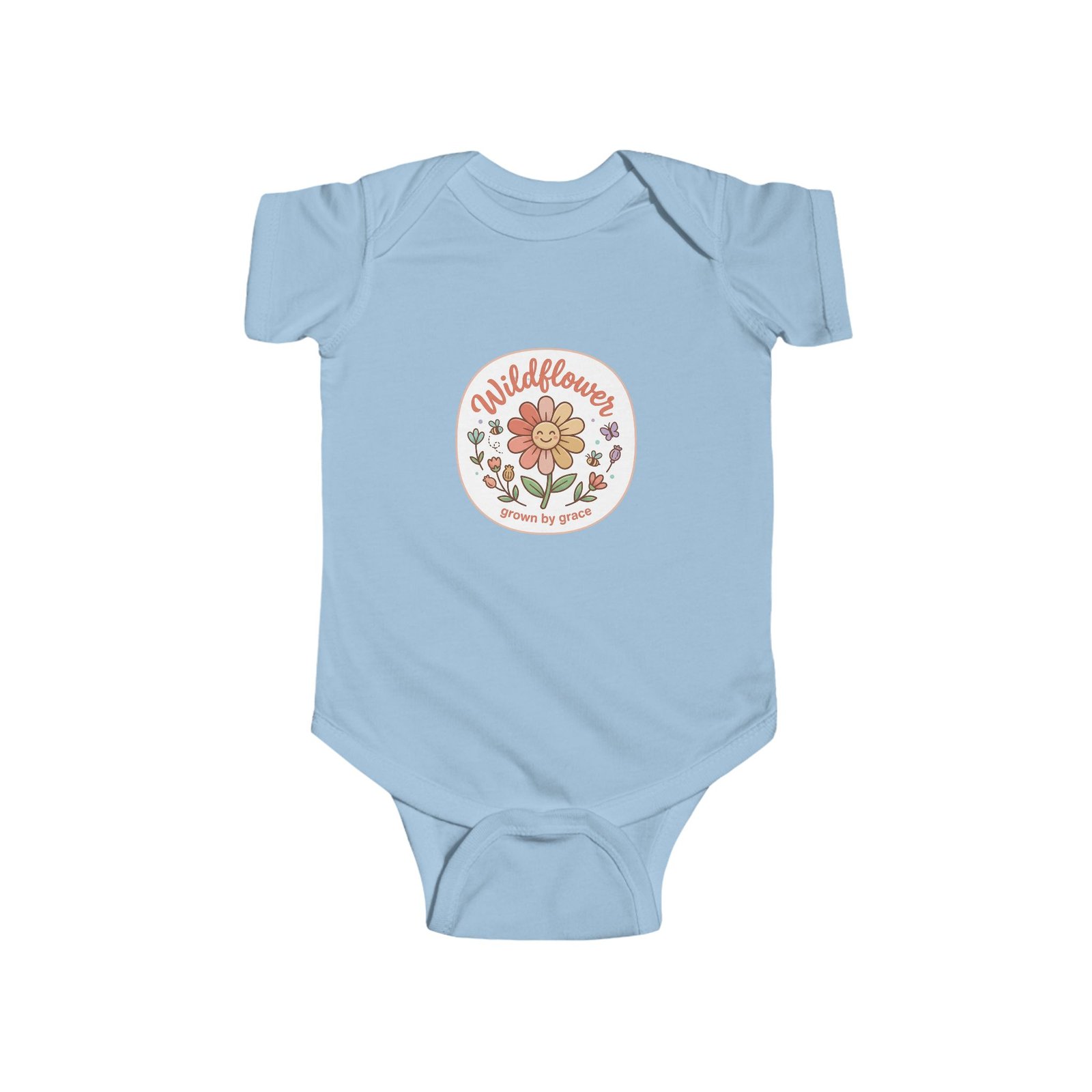 Wildflower Floral Badge Infant Bodysuit | Retro Flower Illustration - Image 7