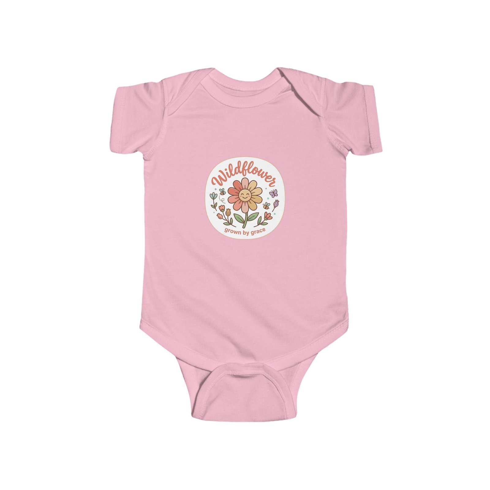 Wildflower Floral Badge Infant Bodysuit | Retro Flower Illustration - Image 13