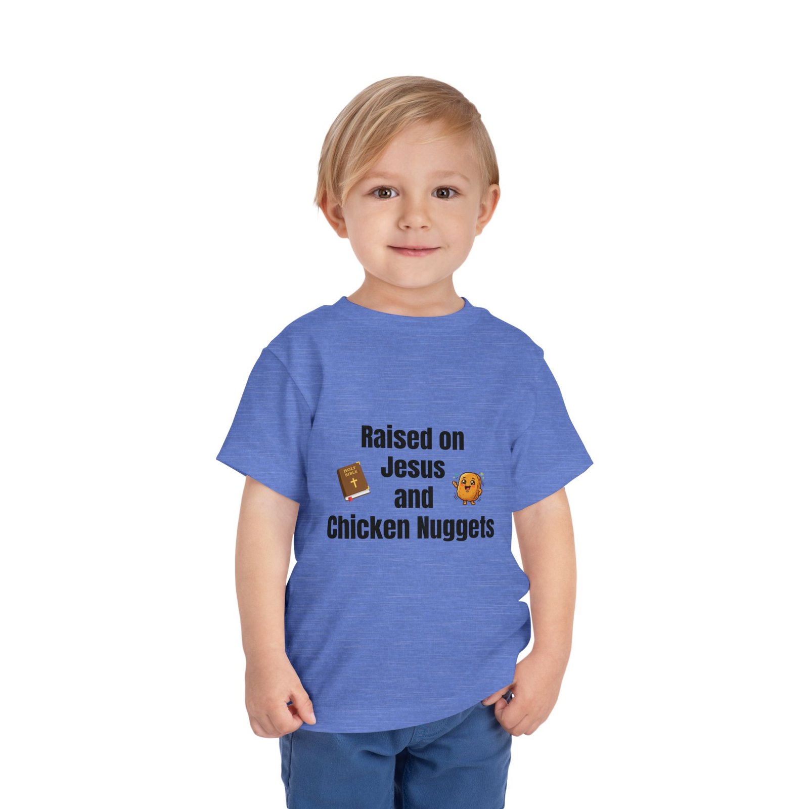 Raised on Jesus and Chicken Nuggets Toddler Tee | Religious Humorous Kids Shirt - Image 9