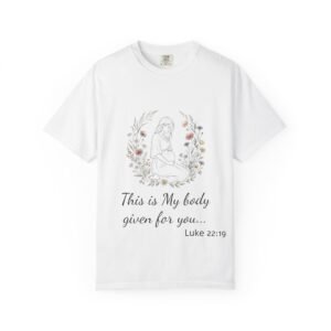 Jesus Illustration This is My Body Luke 22:19 T-Shirt | Religious Scripture Tee